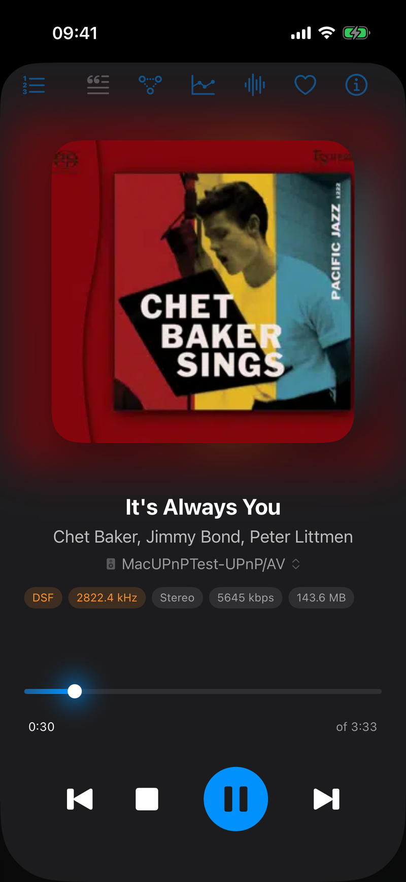 Now Playing — Chet Baker on a DSD source